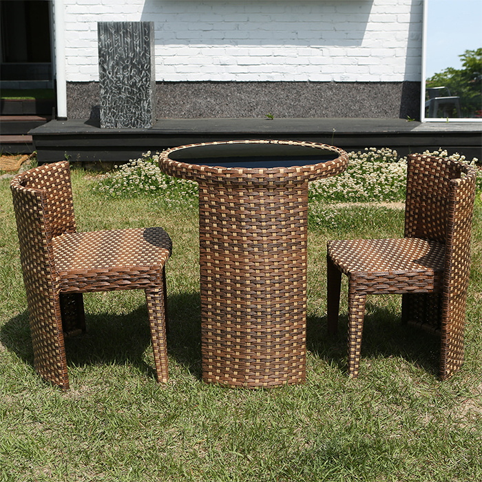 카페가든 라탄 강화유리 의자 원형테이블 세트