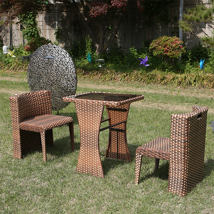 카페가든 라탄 강화유리 의자 사각테이블 세트
