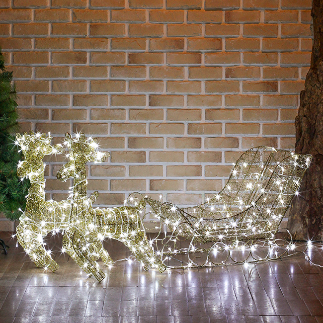 LED 골드 반짝이 사슴＆썰매  크리스마스장식세트